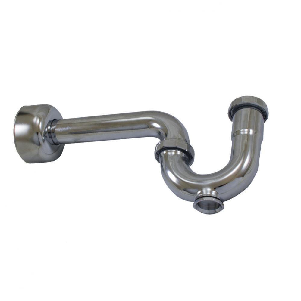 1-1/4'' Chrome Plated Brass P-Trap with Box Escutcheon with Cleanout 20 Gauge