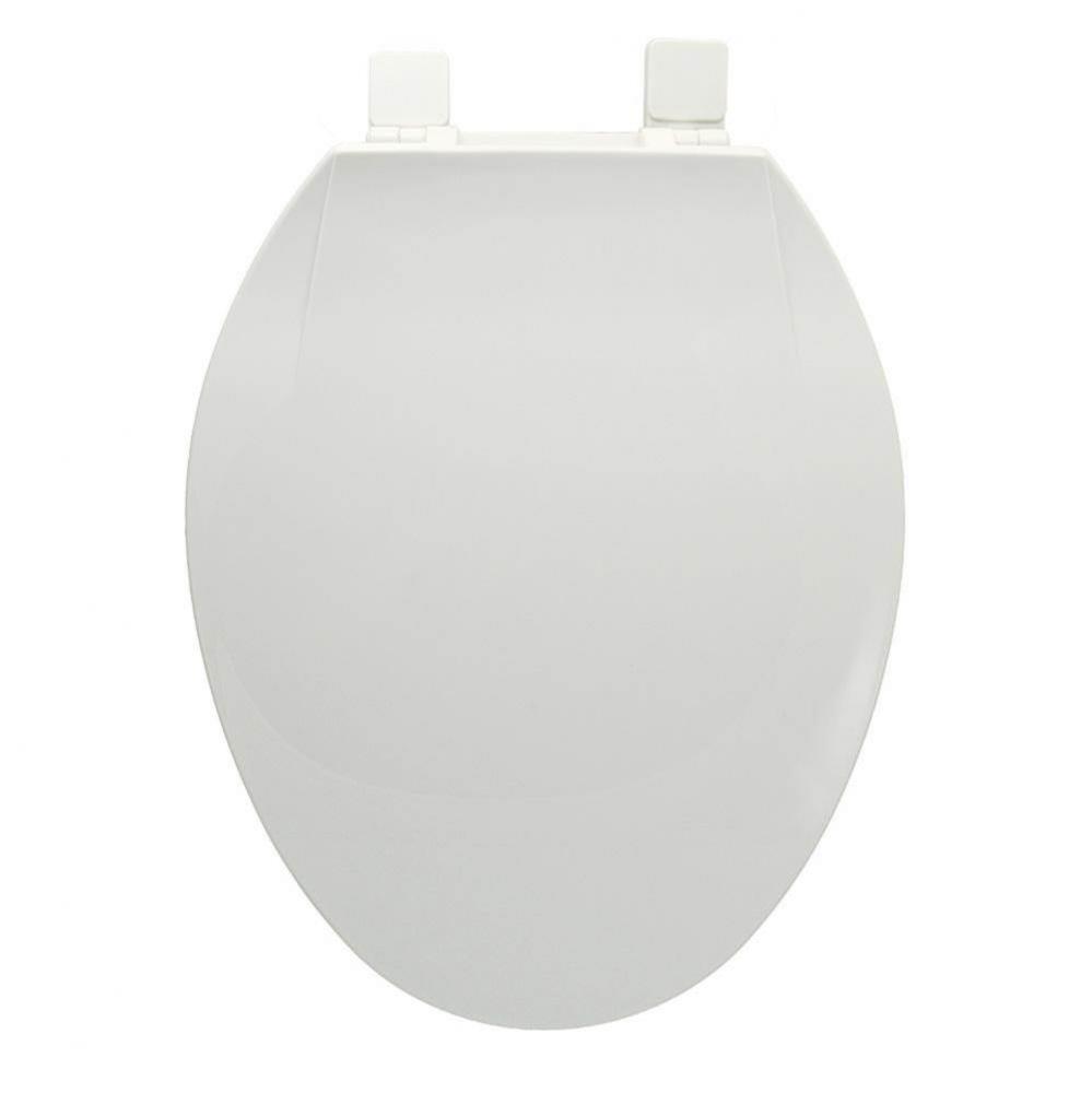 Standard Plastic Seat, White, Elongated Closed Front with Cover and Adjustable Hinge