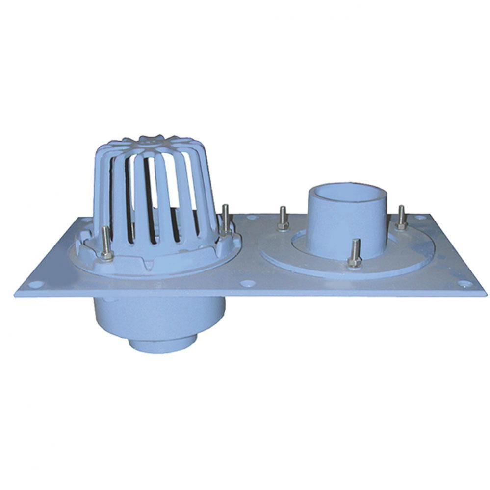 2'' No Hub Code Blue Dual Roof Drain with Single Dome