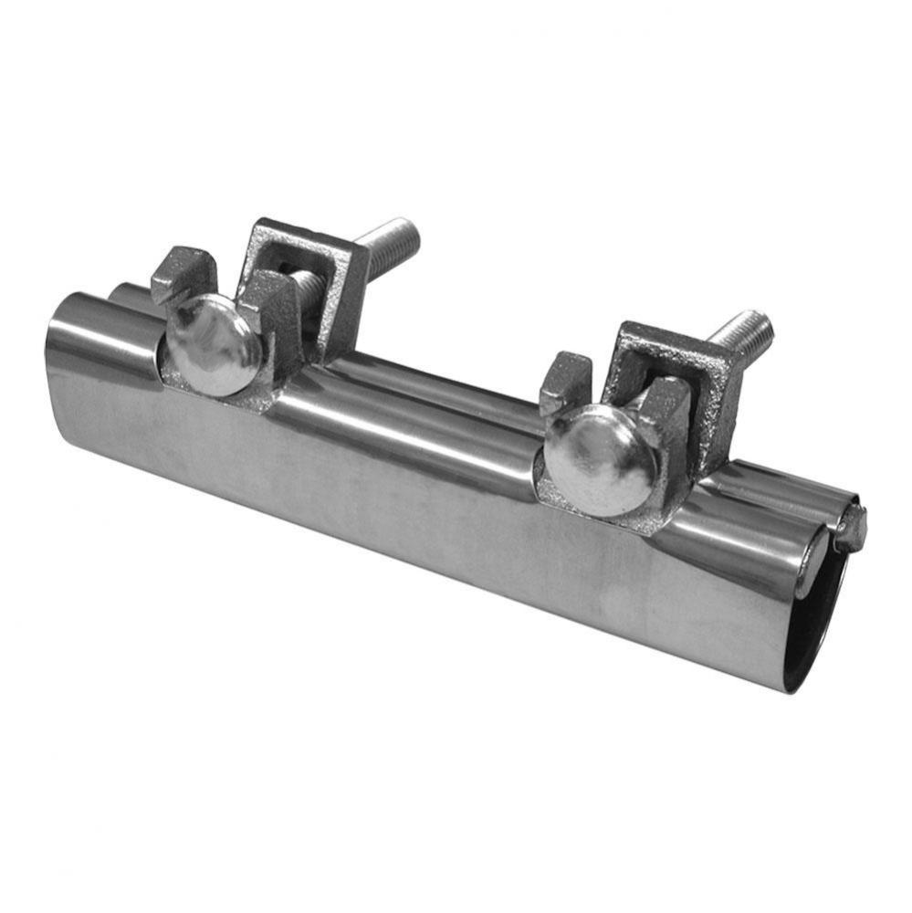 6'' Stainless Steel Repair Clamp, Two Bolt, 1/2'' IPS / 3/4'' CTS