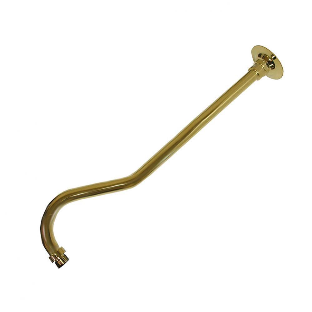 Polished Brass PVD 18'' Raised Bend Shower Arm