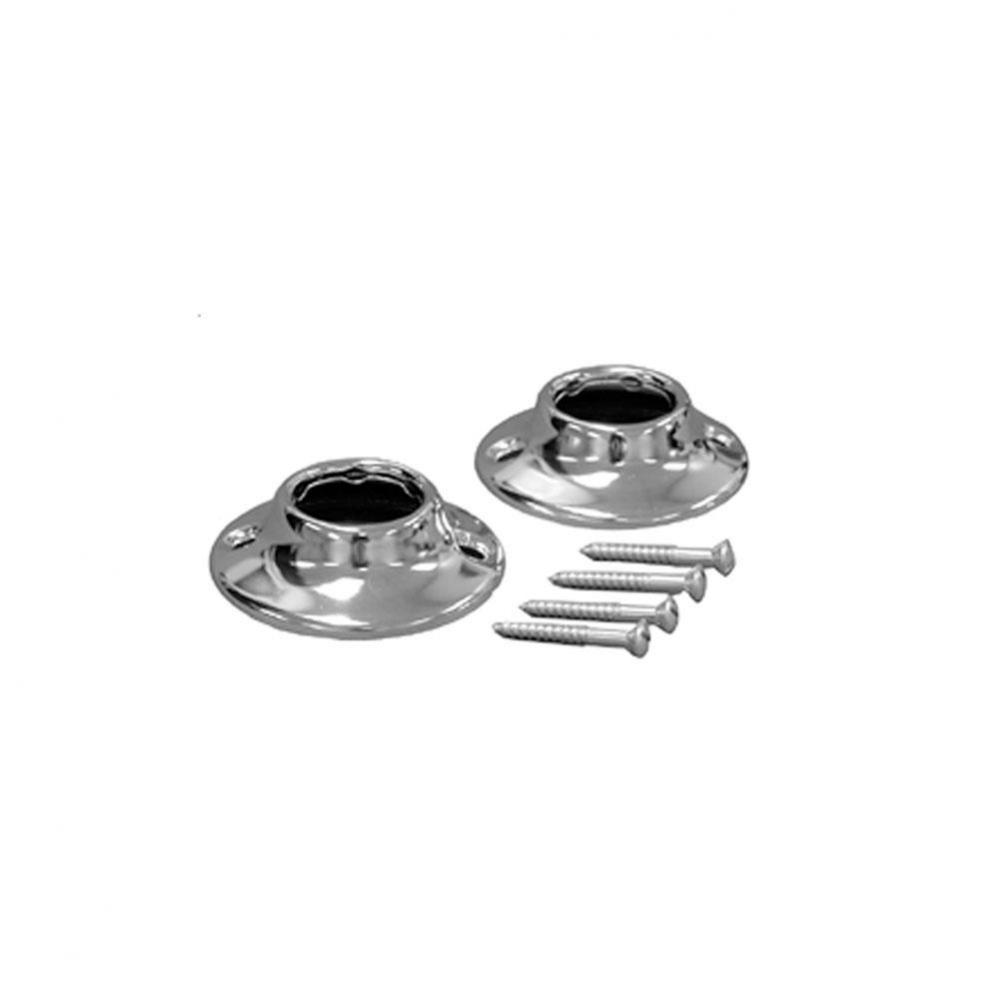 Chrome Plated Shower Rod Flanges with Screws, 50 Pairs