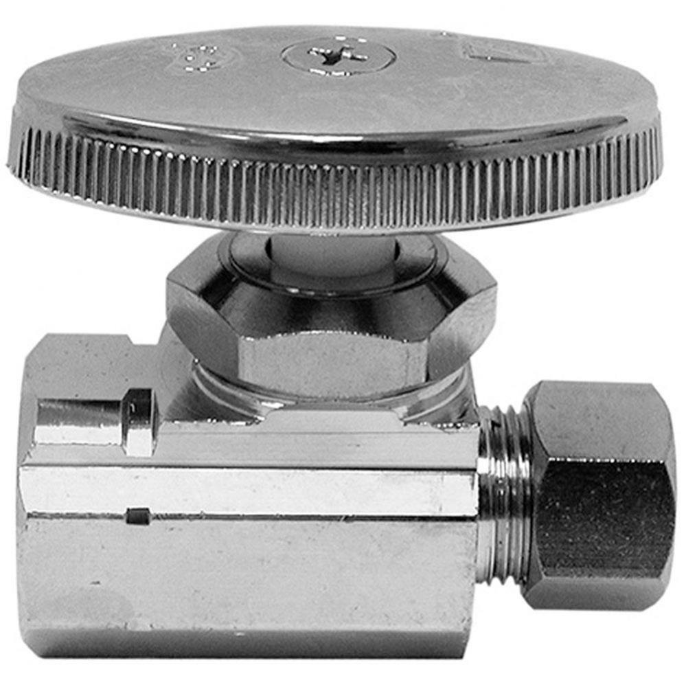 1/2'' FIP x 3/8'' OD Chrome Plated Multi Turn Supply Stop, Straight