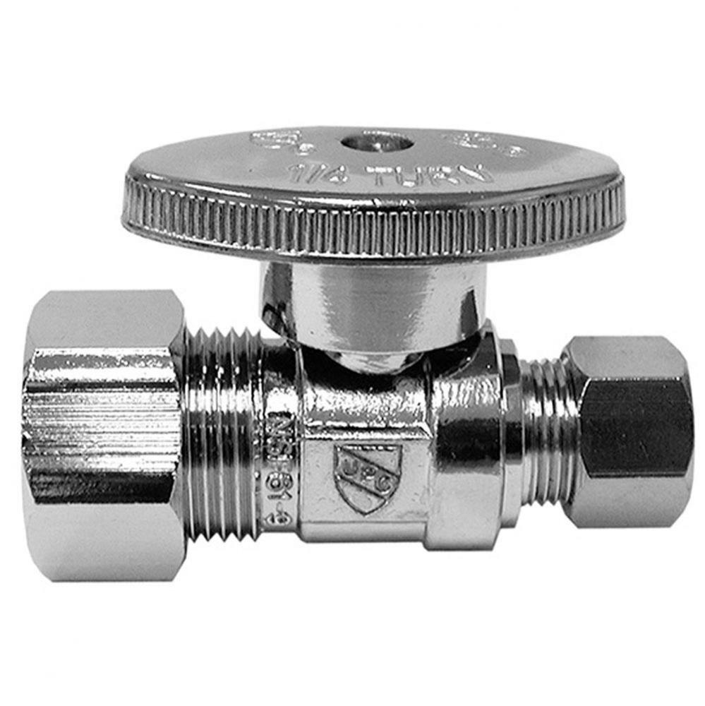 1/2'' FIP x 3/8'' OD Chrome Plated Quarter Turn Supply Stop, Straight