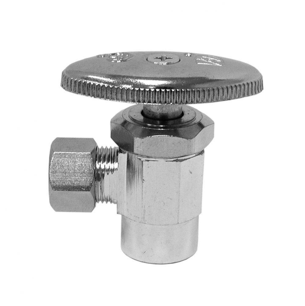 1/2'' SWT x 3/8'' OD Chrome Plated Multi Turn Supply Stop, Angle