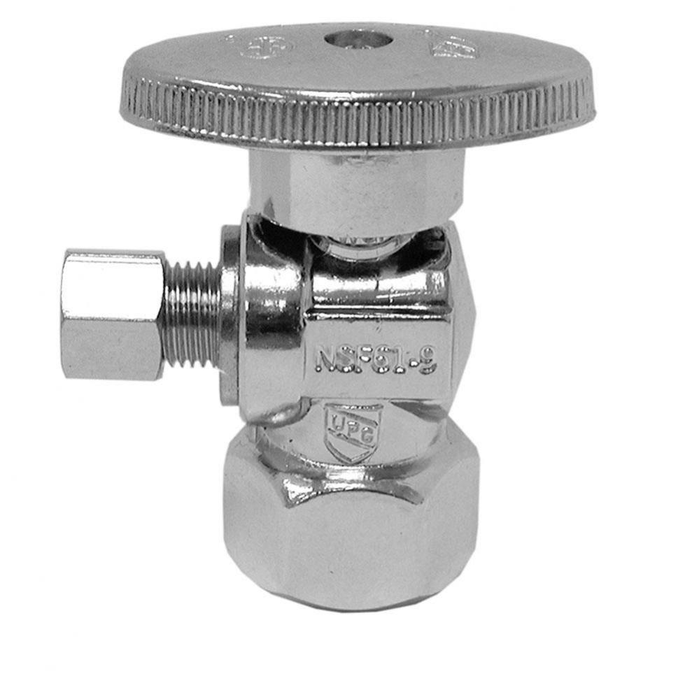 1/2'' FIP x 1/4'' OD Chrome Plated Quarter Turn Supply Stop, Angle