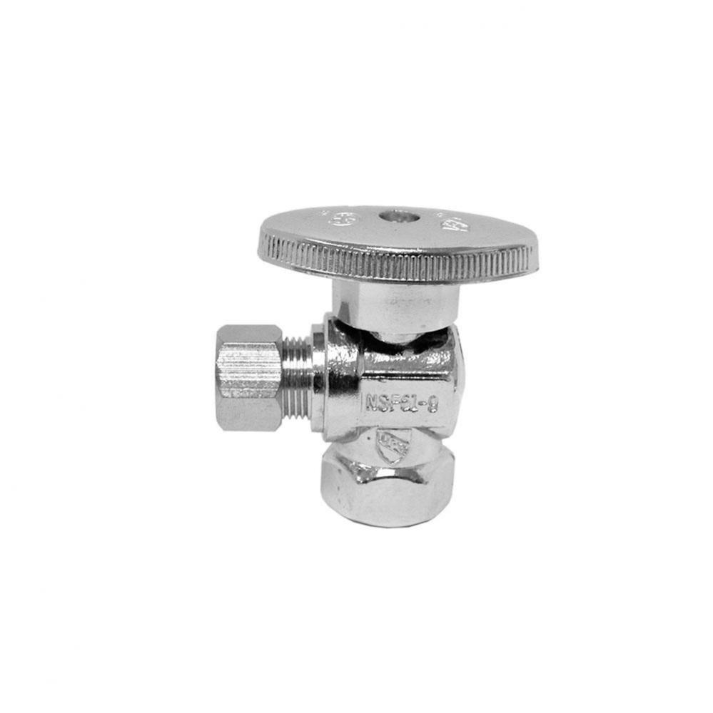 3/8'' FIP x 3/8'' OD Chrome Plated Quarter Turn Supply Stop, Angle