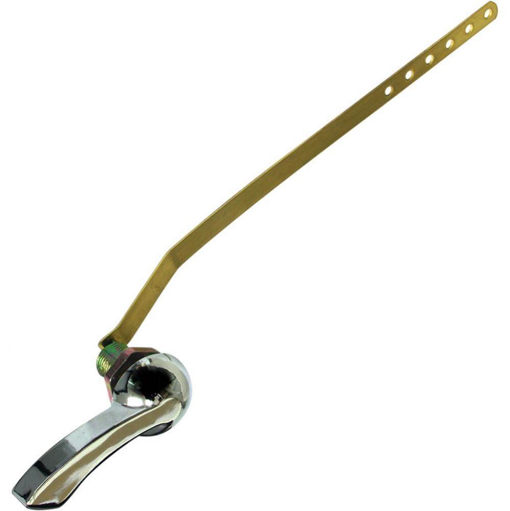 Chrome Tank Trip Lever with Flat Brass Arm and Metal Spud and Nut