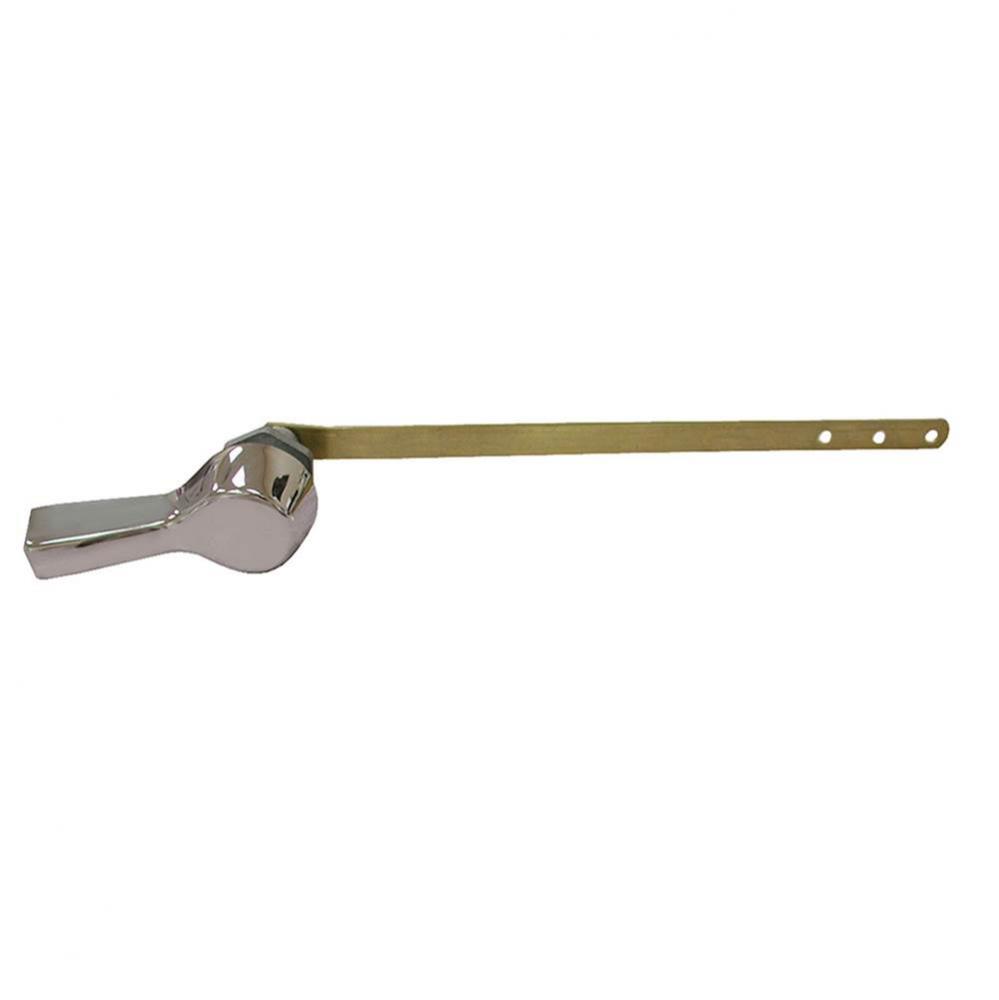 Chrome Plated Fit-All Premium Tank Trip Lever 8'' Flat Brass Arm with Metal Spud and Nut