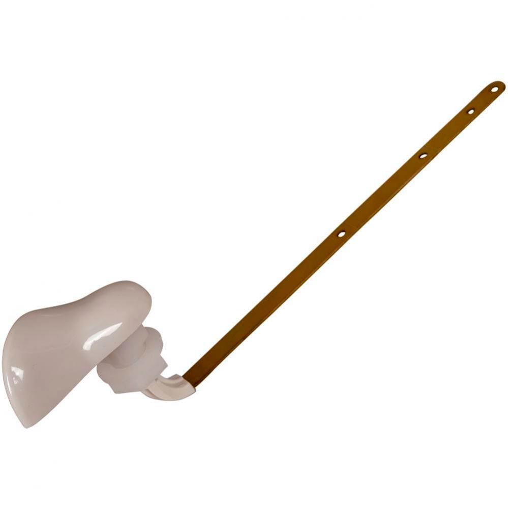 White Tank Trip Lever with Brass Arm and Metal Spud and Nut