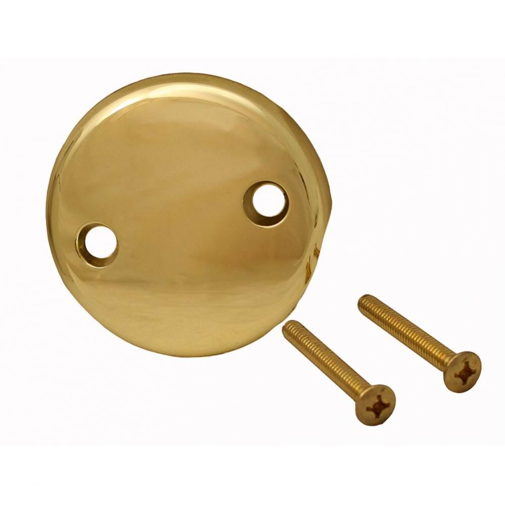 Polished Brass Two-Hole Overflow Plate with Screws