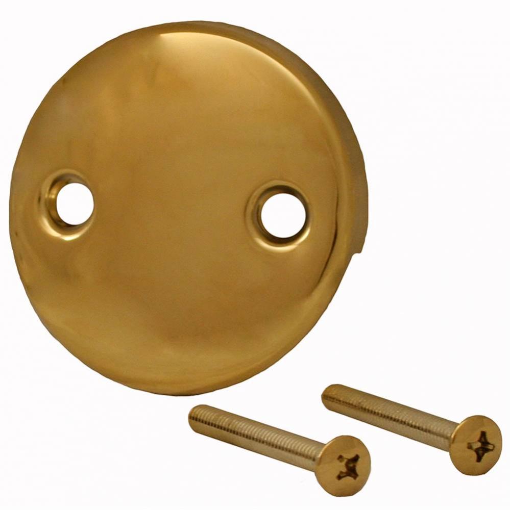 Polished Brass PVD Two-Hole Overflow Plate with Screws