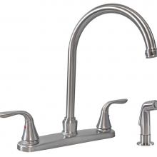 Jones Stephens 1558031 - Stainless Steel Two Handle Gooseneck Kitchen Faucet with Spray