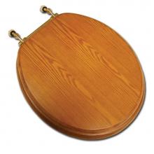 Jones Stephens C3B2R117BR - Decorative Wood Seat, Light Oak Finish, Brass Hinge, Round Closed Front with Cover