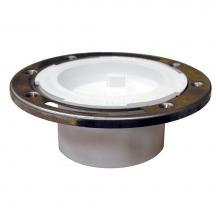 Jones Stephens C57034 - 3'' x 4'' Plumbfit PVC Closet Flange with Stainless Steel Ring and Knockout