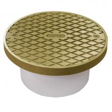 Jones Stephens C60144 - 4'' PVC General Purpose Cleanout with 6'' Polished Brass Cover with Ring