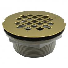 Jones Stephens D40201 - 2'' No Caulk Shower Stall Drain with Plastic Body and Polished Brass Strainer