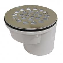 Jones Stephens D41600 - 2'' Offset PVC Shower Stall Drain with Receptor Base and Stainless Steel Strainer