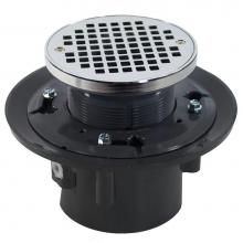 Jones Stephens D49289 - 4'' Heavy Duty PVC Drain Base with 4'' Plastic Spud and 6'' Chrome P