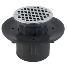 Jones Stephens D49349 - 2'' x 3'' Heavy Duty PVC Slab Drain Base with 3-1/2'' Plastic Spud a