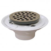 Jones Stephens D50001 - 2'' x 3'' PVC Shower Drain/Floor Drain with 4'' Stainless Steel Roun