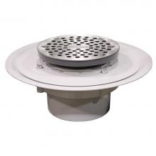 Jones Stephens D50039 - 4'' Heavy Duty PVC Drain Base with 3-1/2'' Plastic Spud and 6'' Stai