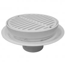 Jones Stephens D50178 - 2'' Heavy Duty Traffic PVC Floor Drain with Full Plastic Grate and Ring and Plastic Debr