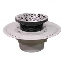 Jones Stephens D50362 - 4'' Heavy Duty PVC Drain Base with 4'' Plastic Spud and 6'' Stainles