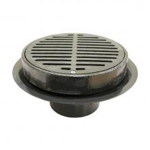 Jones Stephens D50391 - 4'' Heavy Duty Traffic ABS Floor Drain with Full Cast Iron Grate and Ring and Cast Iron