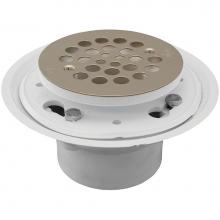 Jones Stephens D50500 - 2'' PVC No Caulk Shower Drain with Plastic Tailpiece and 4-1/4'' Stainless Ste