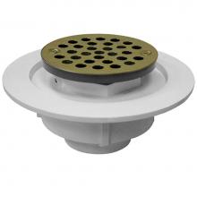 Jones Stephens D50702 - 2'' PVC Shower Drain/Floor Drain with Plastic Tailpiece and 4'' Polished Brass
