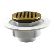 Jones Stephens D50708 - 2'' PVC Shower Drain/Floor Drain with Plastic Tailpiece and 4'' Polished Brass