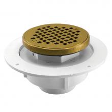 Jones Stephens D50709 - 2'' PVC Shower Drain/Floor Drain with Plastic Tailpiece and 4'' Polished Brass