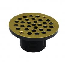 Jones Stephens D50982 - 2'' IPS Plastic Spud with 4'' Polished Brass Round Stamped Strainer PVC