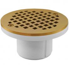 Jones Stephens D50983 - 2'' PVC IPS Plastic Spud with 4'' Polished Brass Round Cast Strainer