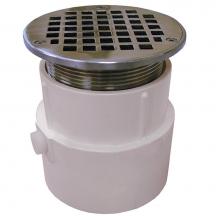 Jones Stephens D53046 - 4'' PVC Over Pipe Fit Drain Base with 3-1/2'' Metal Spud and 5'' Chr