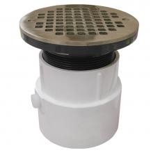 Jones Stephens D53086 - 4'' PVC Over Pipe Fit Drain Base with 3-1/2'' Plastic Spud and 6'' N