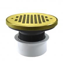 Jones Stephens D53160 - 3'' PVC Inside Pipe Fit Drain Base with 2'' Plastic Spud and 4'' Pol