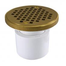 Jones Stephens D53200 - 2'' PVC Over Pipe Fit Drain Base with 2'' Plastic Spud and 4'' Polis