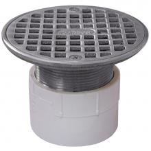 Jones Stephens D53206 - 2'' PVC Over Pipe Fit Drain Base with 2'' Metal Spud and 4'' Chrome
