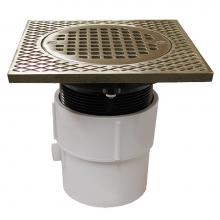 Jones Stephens D53248 - 3'' x 4'' PVC Pipe Fit Drain Base with 3-1/2'' Plastic Spud and 5&ap