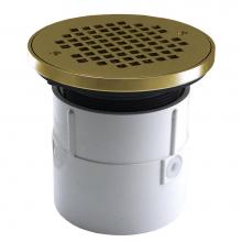 Jones Stephens D53264 - 4'' PVC Over Pipe Fit Drain Base with 4'' Plastic Spud and 6'' Polis