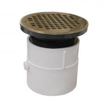Jones Stephens D53265 - 4'' PVC Over Pipe Fit Drain Base with 4'' Plastic Spud and 6'' Nicke