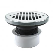 Jones Stephens D53292 - 4'' PVC Inside Pipe Fit Drain Base with 3'' Plastic Spud and 6'' Chr