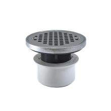 Jones Stephens D53294 - 3'' PVC Inside Pipe Fit Drain Base with 2'' Plastic Spud and 4'' Chr