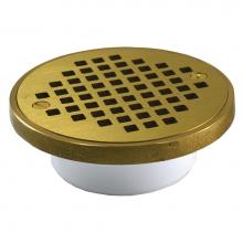 Jones Stephens D54012 - 2'' x 3'' General Purpose PVC Drain with 4-1/4'' Polished Brass Roun