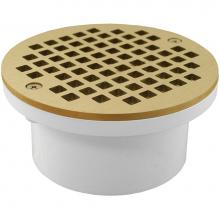 Jones Stephens D54111 - 3'' x 4'' General Purpose PVC Drain with 5'' Polished Brass Round St
