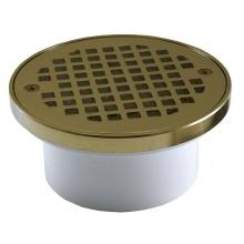 Jones Stephens D54112 - 3'' x 4'' General Purpose PVC Drain with 5'' Polished Brass Round St