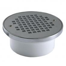 Jones Stephens D54137 - 4'' General Purpose PVC Drain with 6'' Chrome Plated Round Strainer with Ring