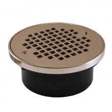 Jones Stephens D54332 - 4'' General Purpose ABS Drain with 6'' Polished Brass Round Strainer with Ring